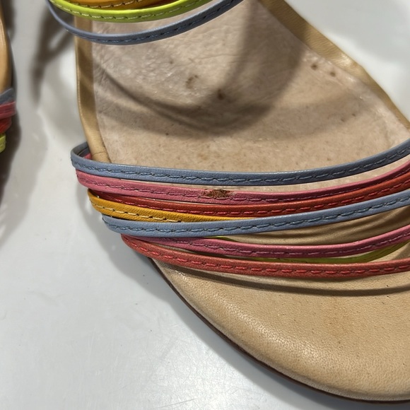 GIFTED Madewell The Meg Sandal Rainbow Heel Nude Tan Pink Purple Strap Sz 7 - Picture 7 of 7
